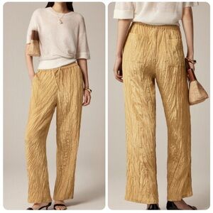 J. Crew Soleil Pant in Crinkled Viscose Honey Brown Gold NWT Size Medium